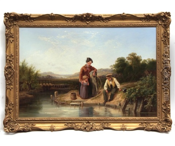 Fishing For Minnows Oil Painting - John Frederick Tennant