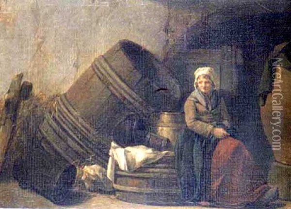 Femme Dans Un Cellier Oil Painting - Marc Antoine Bilcoq