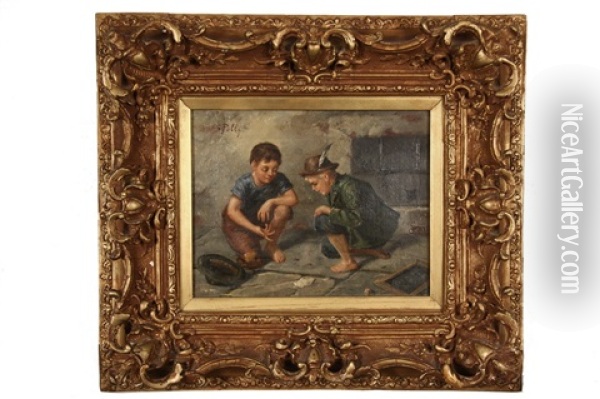 Street Urchins Gambling Oil Painting - Giovanni Polli