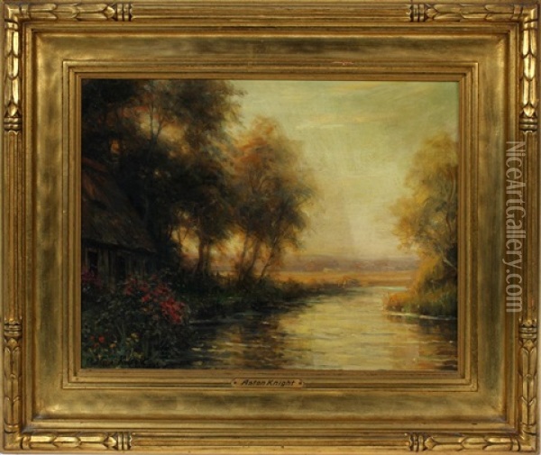 River Scene With Flowe Oil Painting - Louis Aston Knight