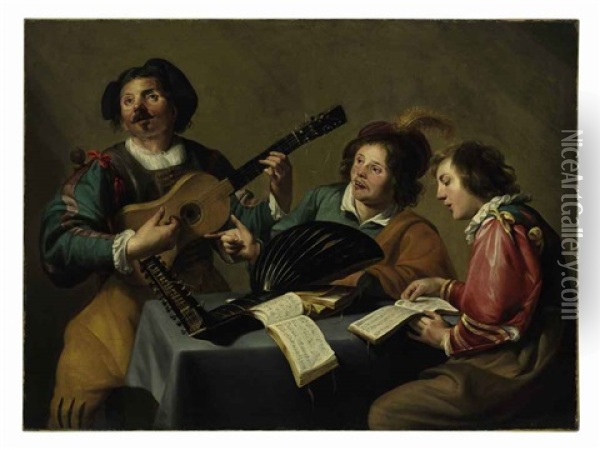 A Musical Concert Oil Painting - Theodoor Rombouts