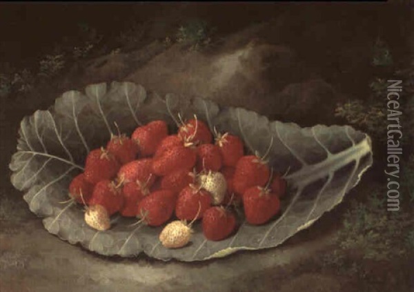 Stilleben Mit Erdbeeren Oil Painting - George Crisp