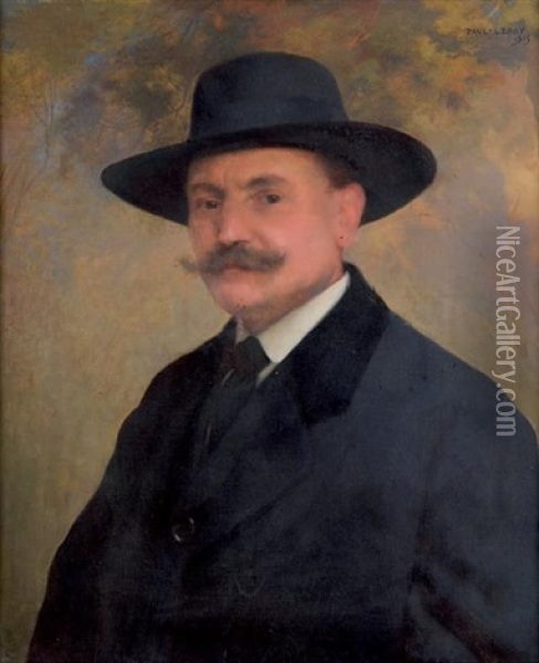 Portrait D'homme Au Chapeau Noir Oil Painting - Paul Alexandre Alfred Leroy