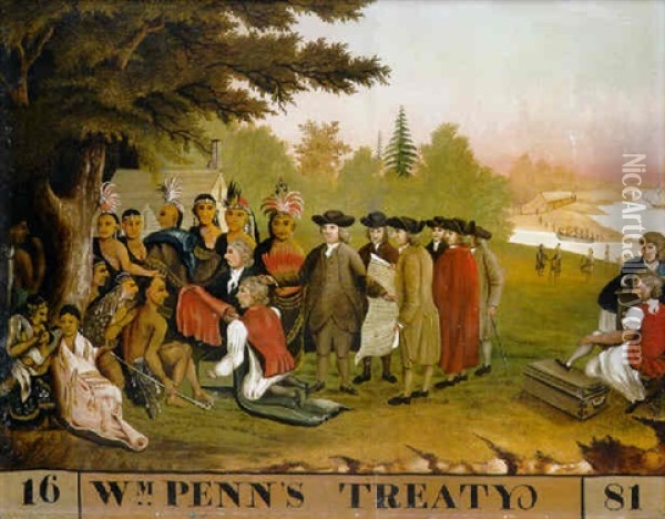 Wm Penn's Treaty, 1681 Oil Painting - Edward Hicks