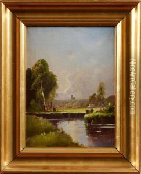 Landskap Med A Oil Painting - Jacob Johan Silven