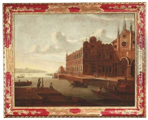 Venezianisches Capriccio Mit Der Ansicht Der Scuola Grande Di San Marco Und Der Basilica Dei Santi Giovanni E Paolo Oil Painting - Luca Carlevarijs