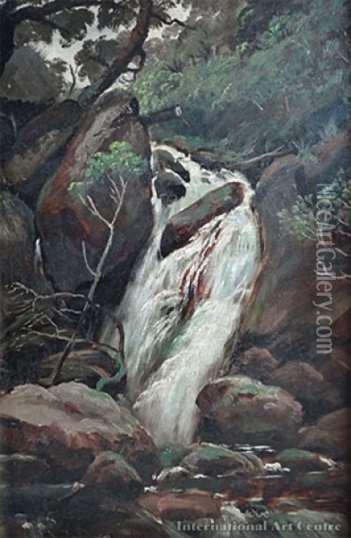 Waterfall Oil Painting - Charles Blomfield