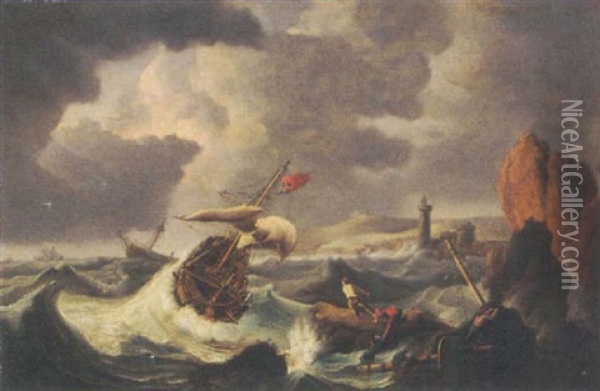 In A Perilous Situation Oil Painting - Charles Martin Powell