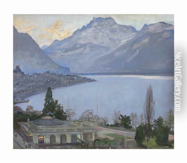 Evening, Montreux Oil Painting - John Lavery