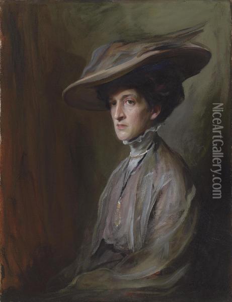 Mrs Herbert Asquith, Later Countess Of Oxford And Asquith Oil Painting - Philip Alexius De Laszlo