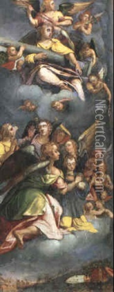 Adorierende Engel Mit Den Leidenswerkzeugen Christi Oil Painting - Johann Mathias Kager