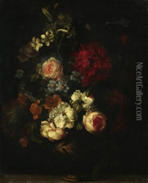 Blumenstilleben Mit Wildblumen Und Rosen Oil Painting - Jean-Baptiste Monnoyer