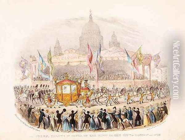 Queen Victoria passing St Pauls Cathedral Oil Painting - O. Hodgson