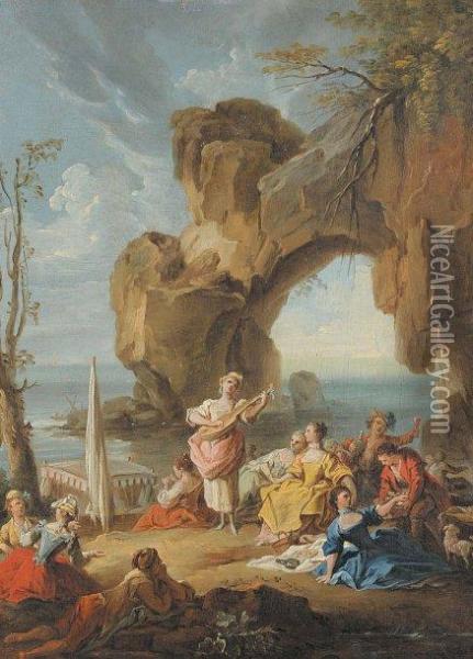 Le Concert Au Bord De La Mer Oil Painting - Ramon Bayeu Y Subias