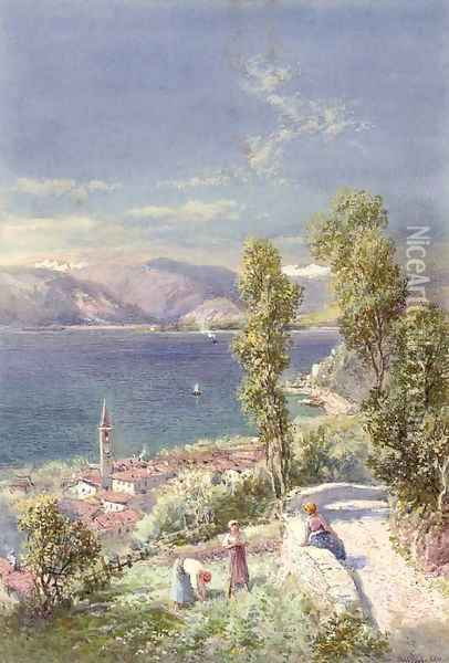 Laveno, Lago Maggiore Oil Painting - Charles Rowbotham