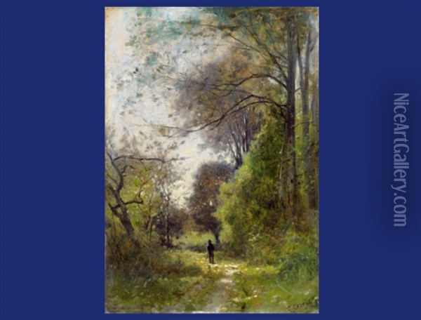 Sous Bois A Granges Canal Oil Painting - Gustave Eugene Castan