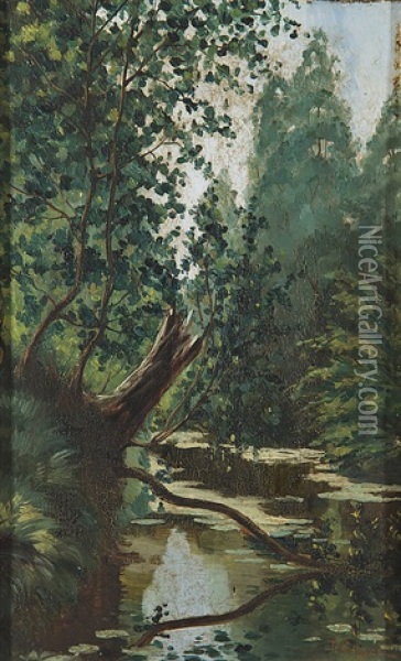 River Oil Painting - Thure Sundell