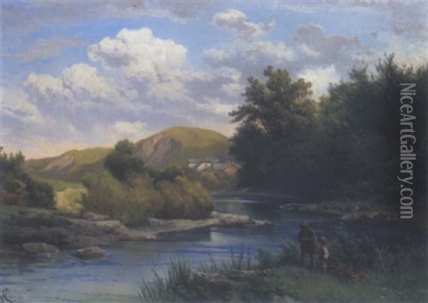 Partie An Der Wien Bei Purkersdorf, Niederosterreich Oil Painting - Carl Haunold