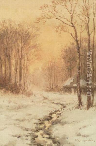Winter Landscape Oil Painting - Tokusaburo Kobayashi