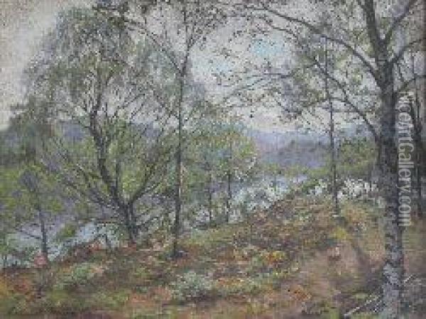 A Wooded River Landscape Oil Painting - Colin Gillespie Mitchell