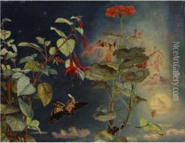 Elves And Fairies: A Midsummer Night's Dream Oil Painting - John George Naish