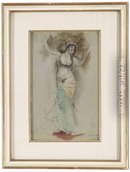 Danseuse Orientale (study For The Dance Of The Veils) Oil Painting - Alberto Pasini