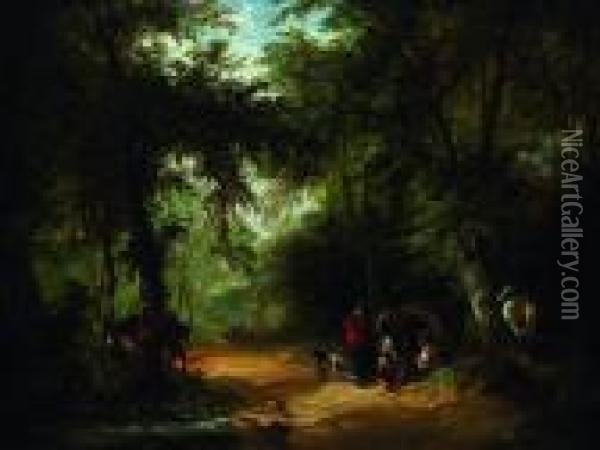 Halte Dans La Foret Oil Painting - Snr William Shayer