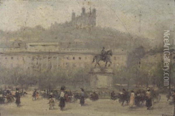 Place Bellecour Et Fourviere Oil Painting - Ferdinand-Jean Luigini