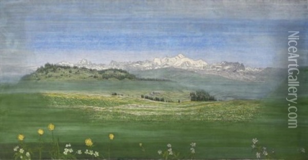 Vue Du Mont-blanc (view Of Mont-blanc) Oil Painting - Alexandre Perrier