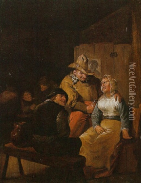 A Tavern Scene Oil Painting - Egbert van Heemskerck the Elder