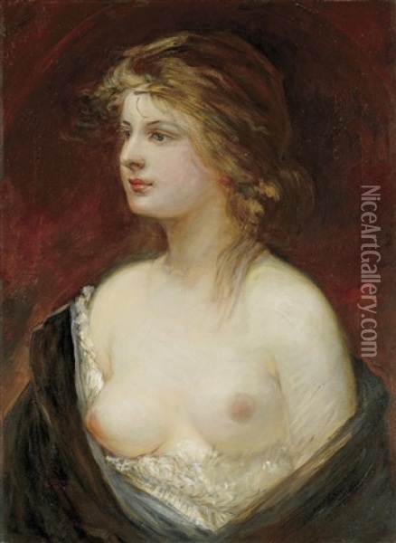 Kornelia In An Untied Dress Oil Painting - Karoly Lotz