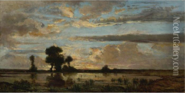 Soleil Couchant Oil Painting - Theodore Rousseau