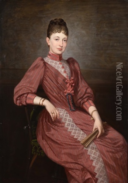 Signora In Rosa Oil Painting - Georg Teibler