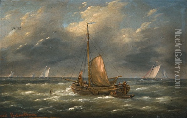 Seascape Oil Painting - Louis Charles Verboeckhoven