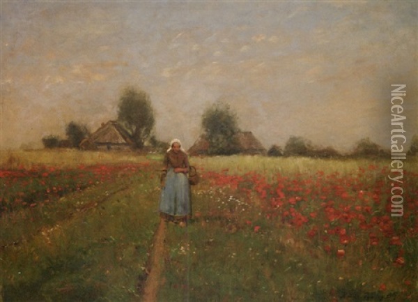 The Flower Field Oil Painting - Helmuth Liesegang