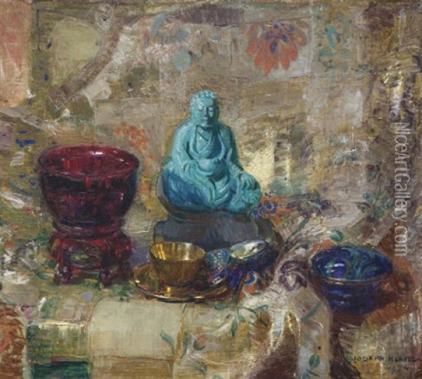 The Turquoise Buddha Oil Painting - Joseph Kleitsch
