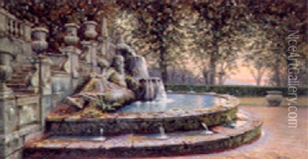The Stone Fountain Oil Painting - Adolf Heinrich Claus Hansen