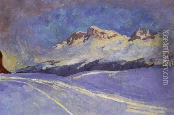 Winterlandschaft Bei Maloja, 1917/18 Oil Painting - Giovanni Giacometti