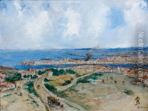 Vue De Marseille Depuis La Colline De Notre-dame De La Garde Oil Painting - Edouard-Jacques Dufeu