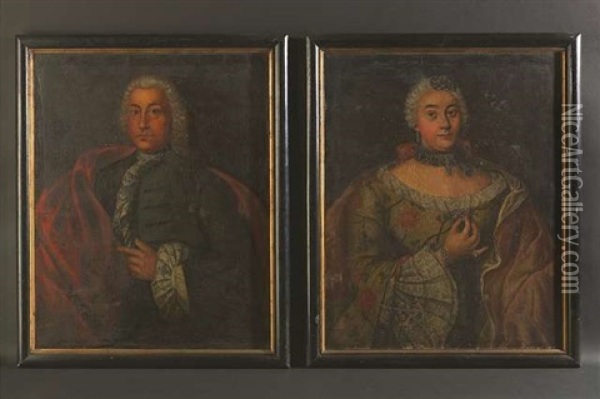 Bildnis Des Johann Jacob Amberger (+ Bildnis Der Regina Ambergerin; Pair) Oil Painting - Nikolaus Moritz Kleemann