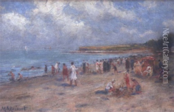 Scene De Plage, La Baignade Oil Painting - Maurice Moisset