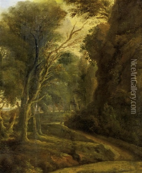 Gebirgige Waldlandschaft Oil Painting - John Constable