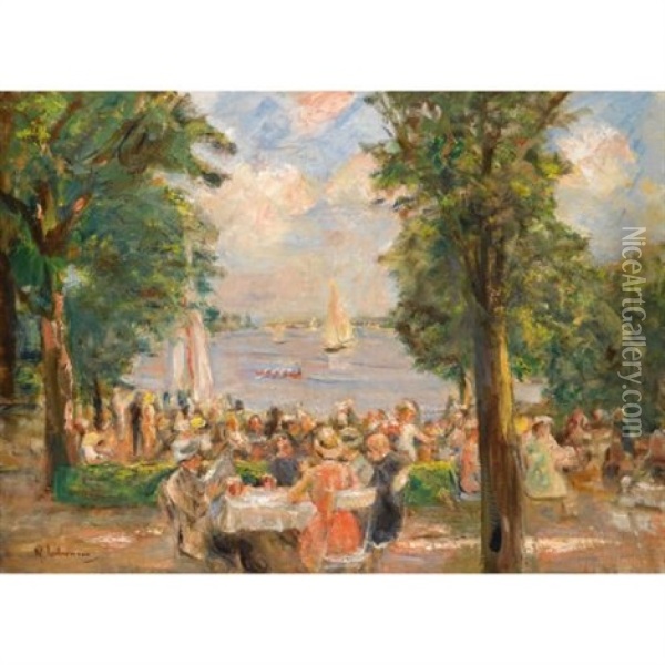 Gartenlokal Am Wannsee (haus Am See) (beergarden Near The Wannsee (house On The Lake)) Oil Painting - Max Liebermann