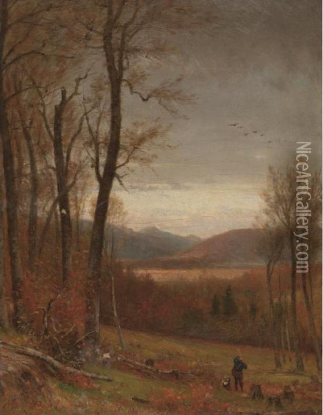 Huntsman Oil Painting - Thomas Worthington Whittredge