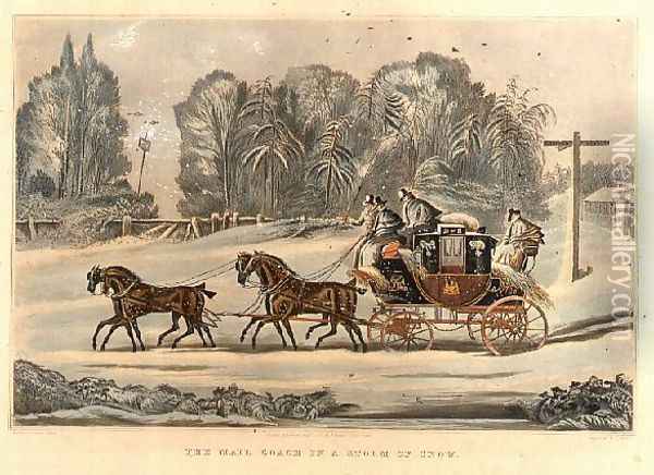 The Mail Coach in a Storm of Snow Oil Painting - James Pollard