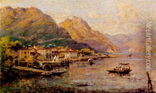 Scorcio Del Lago Di Como Oil Painting - Silvio Poma