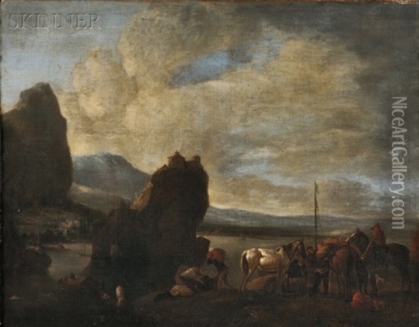 Harbor Scene Oil Painting - Pieter van Bloemen