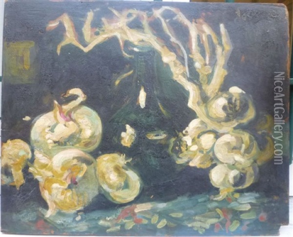Nature Morte Aux Oignons Et Ail Oil Painting - Jose (Joseph) Mange
