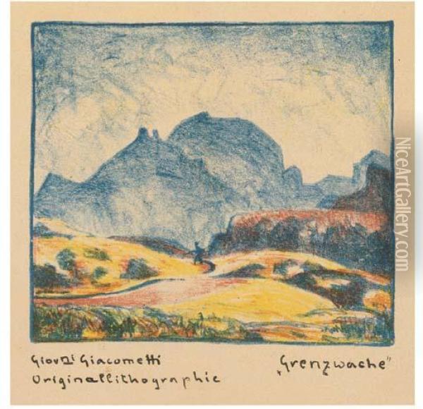 Grenzwache, Blick Von Maloja Gegen Den Piz Duan Oil Painting - Giovanni Giacometti