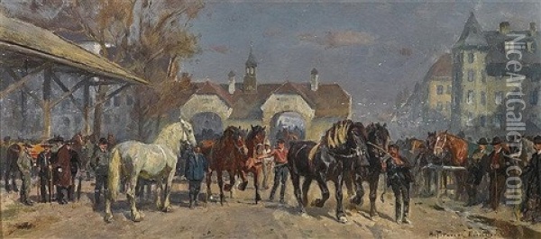 Pferdemarkt Oil Painting - Max Joseph Pitzner